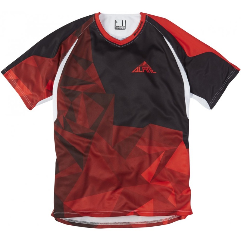 Madison Alpine men's short sleeve jersey, black / flame red small Black / Flame Red S