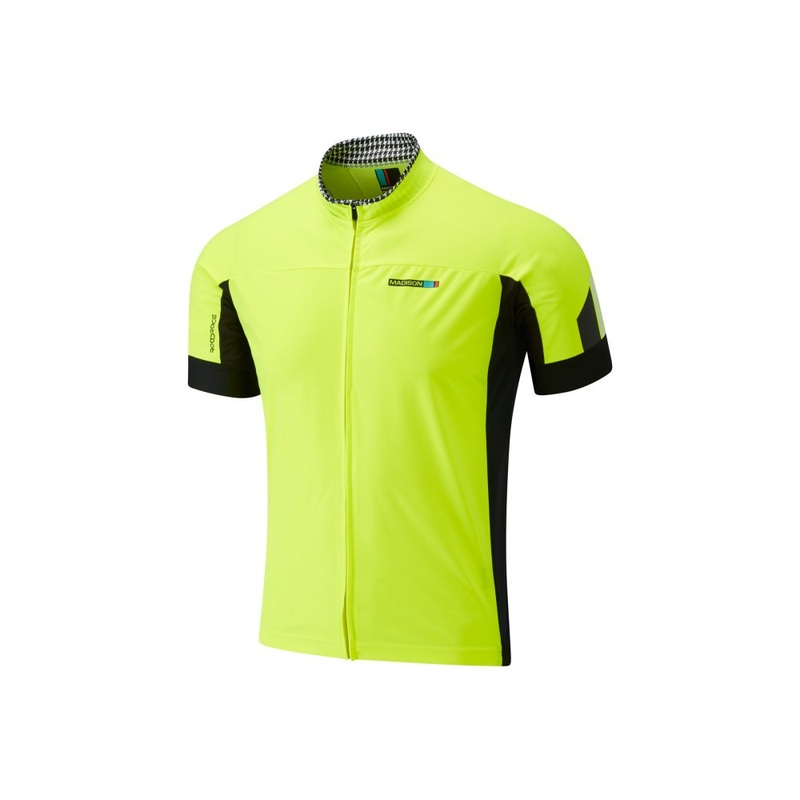Madison Road Race men's windtech short sleeve jersey Hi-Viz Yellow / Black S