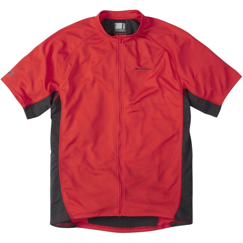 Madison Trail men's short sleeved jersey, black small Flame Red S