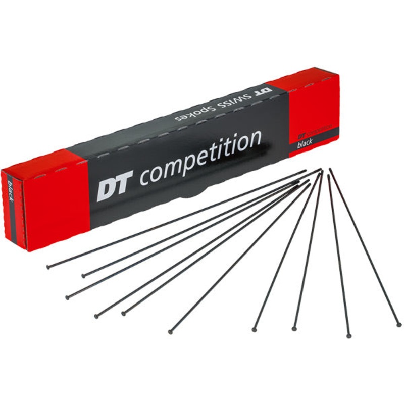 DT Swiss Competition Straight Pull Spokes 14/15g 2/1.8mm Box of 100 Black 252mm