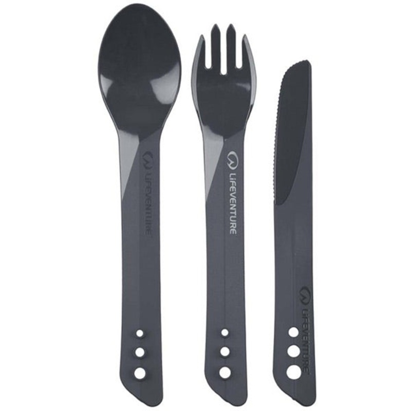 Lifeventure Ellipse Knife, Fork and Spoon Set Grey One Size