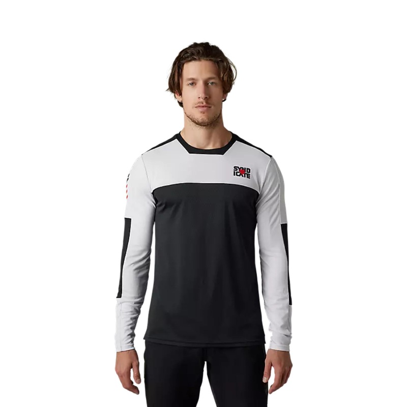 Fox Defend Syndicate Long Sleeve Jersey White/Black S