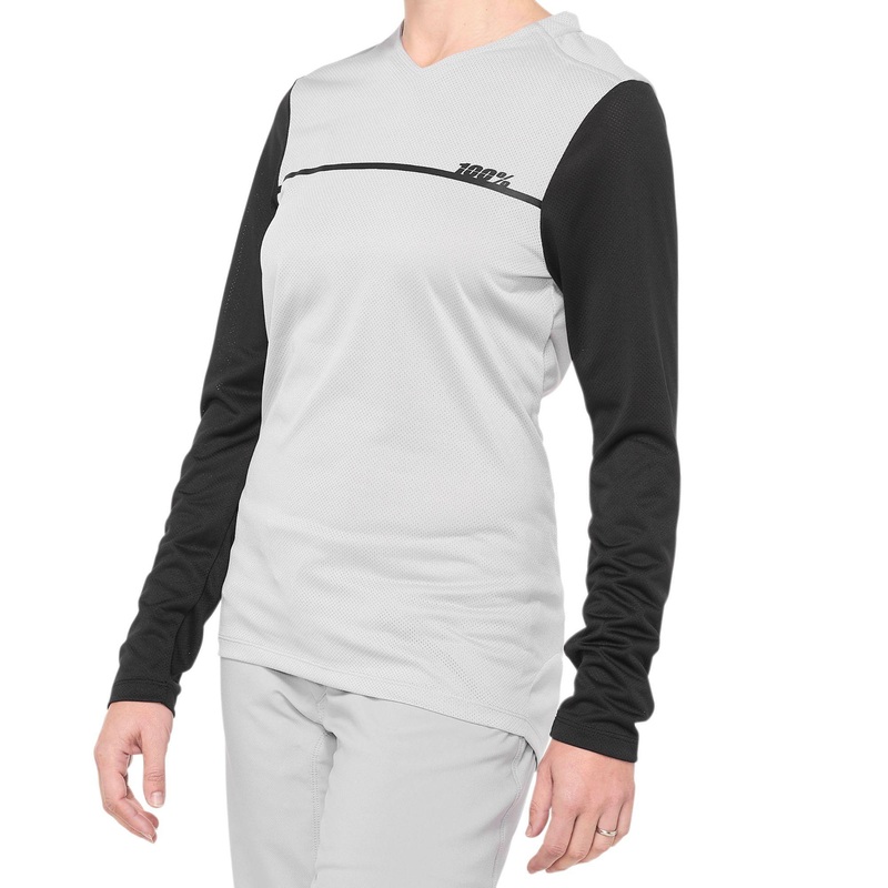 100% Ridecamp Women's Long Sleeve Jersey Grey/Black S