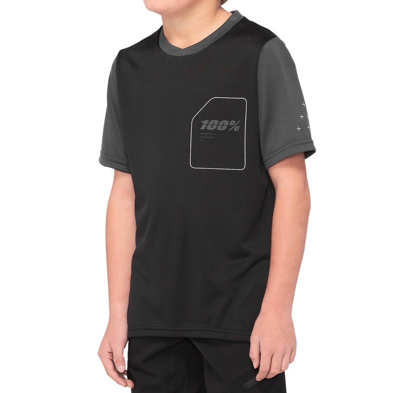 100% Ridecamp Youth Short Sleeve Jersey Black/Charcoal S