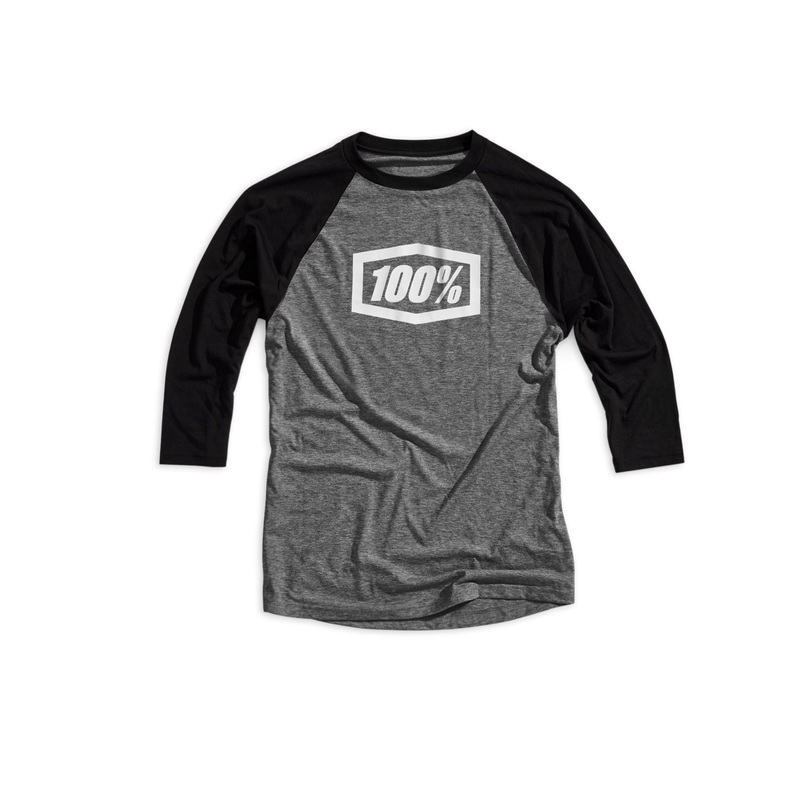 100% Icon 3/4 Sleeve Tech Tee Grey/Black S