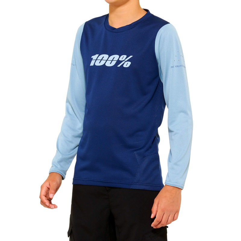 100% Ridecamp Youth Long Sleeve Jersey Slate / Navy XL