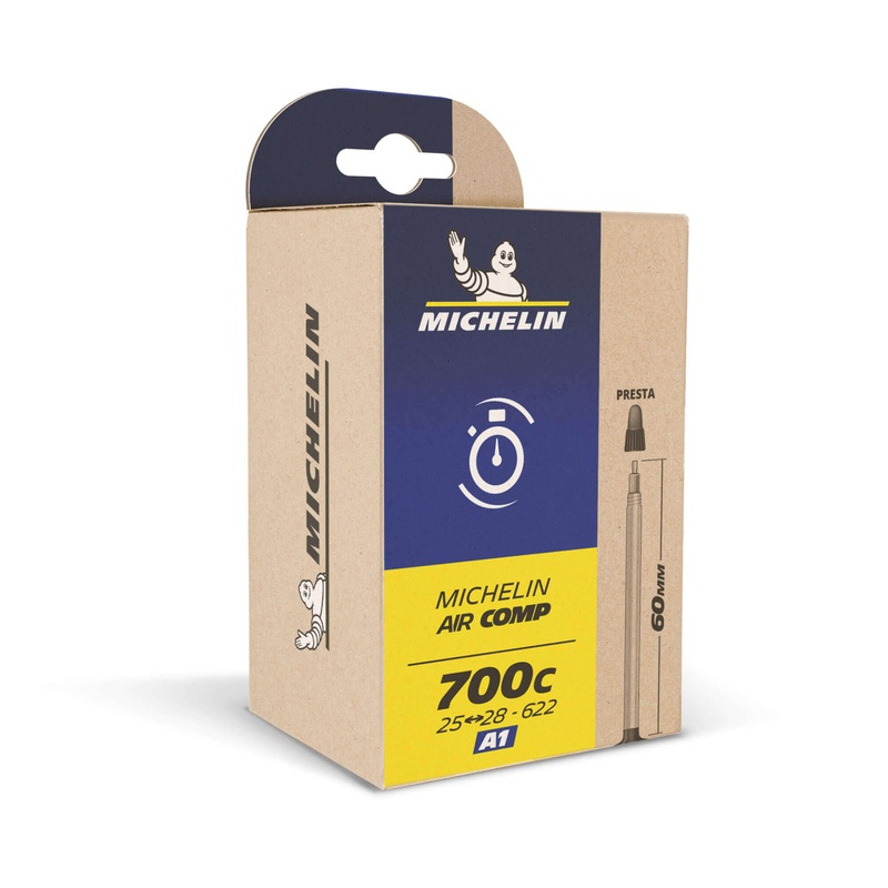 Michelin Aircomp Road Inner Tube Black 700 x 18-25mm - ( Presta 48mm)
