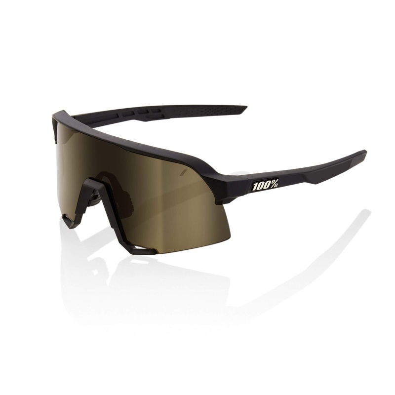 100% S3 Glasses Soft Tact Black Soft Gold Mirror