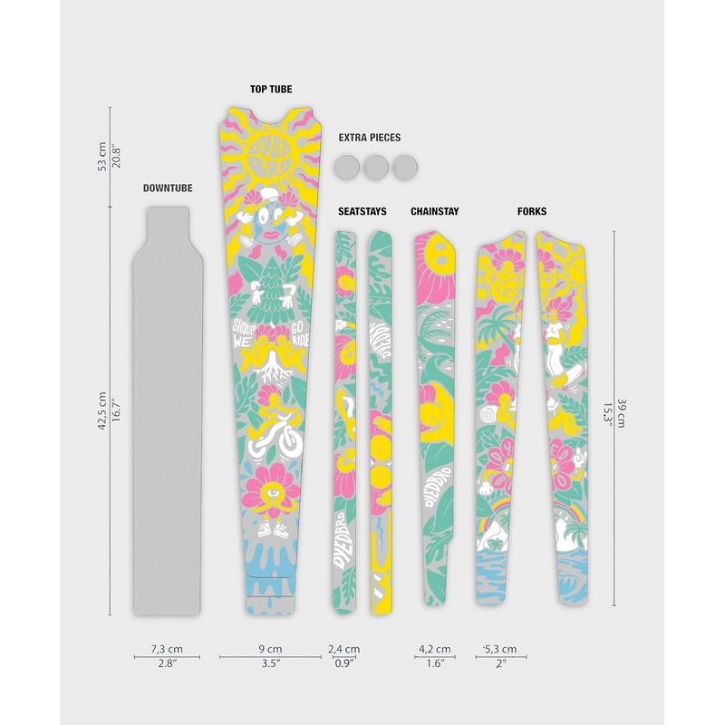 DyedBro Gravel Bike Protection Kit Clear Matt Gravel White