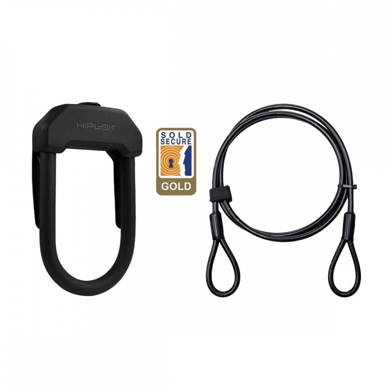 Hiplok DX+ Bike D-Lock & 2m Cable Black