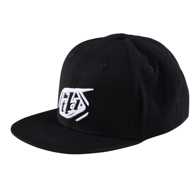Troy Lee Designs Youth Flat Bill Snapback Cap Cropped Badge - Black One Size