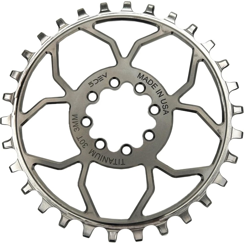 5DEV 8-Bolt Direct Mount Titanium Chainring Titanium 30T 8-Bolt SRAM