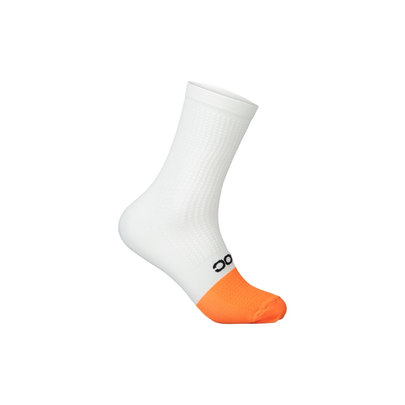 POC Flair Sock Mid Hydrogen White/Zink Orange Small/37-39