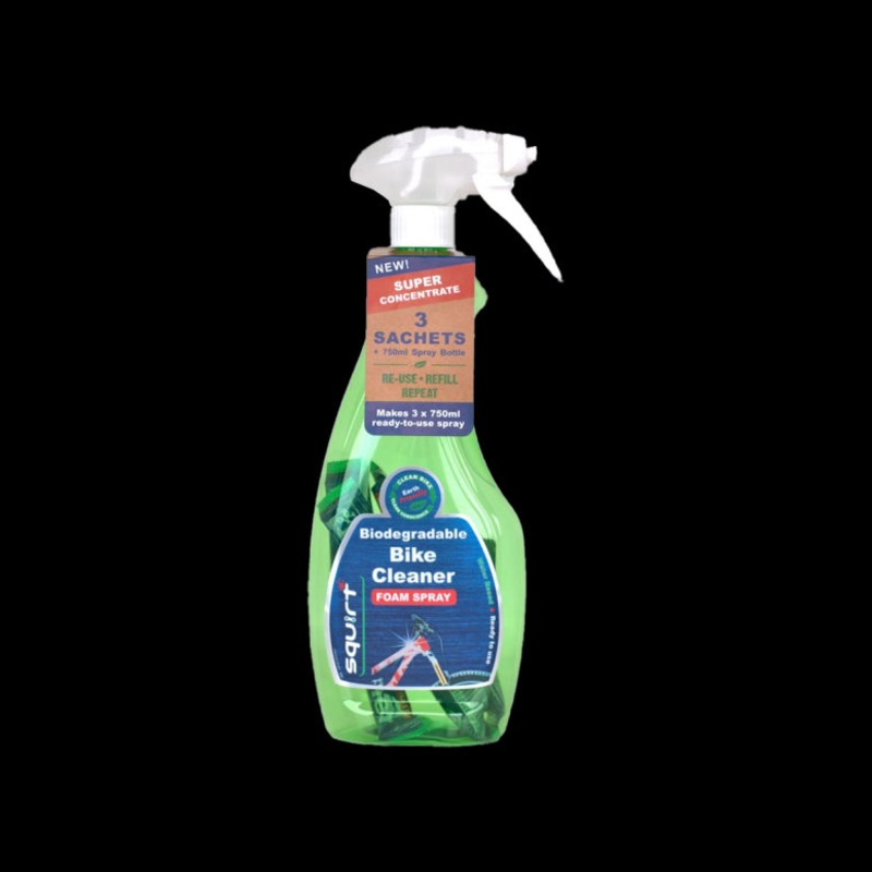 Squirt Bike Cleaner 750ml Spray with 3x Sachets Green