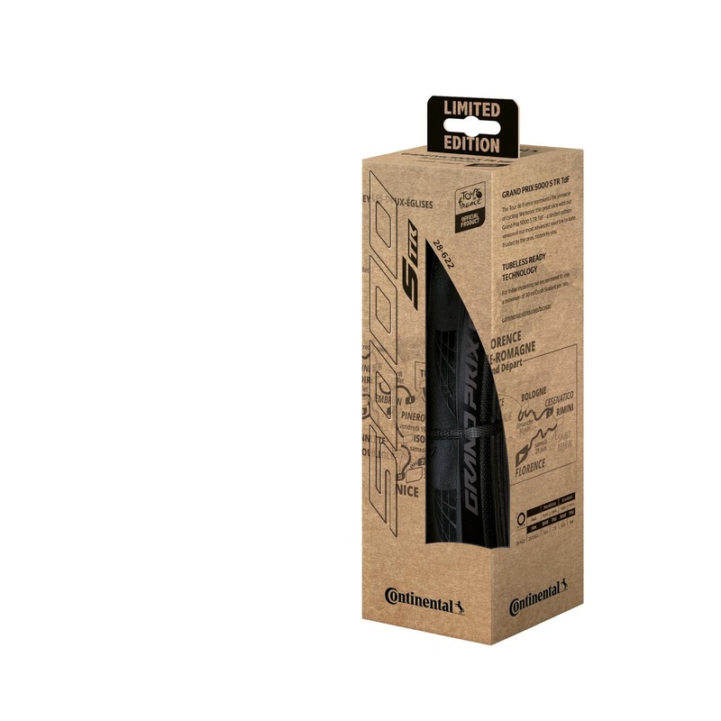 Continental Grand Prix 5000S TR Tubeless Tyre - Tour de France Edition Black 700 x 28c