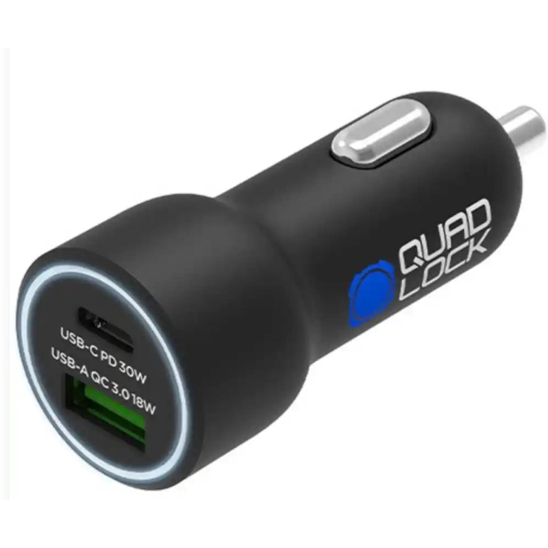Quad Lock Dual USB 48W Dual Car Charger Black One size