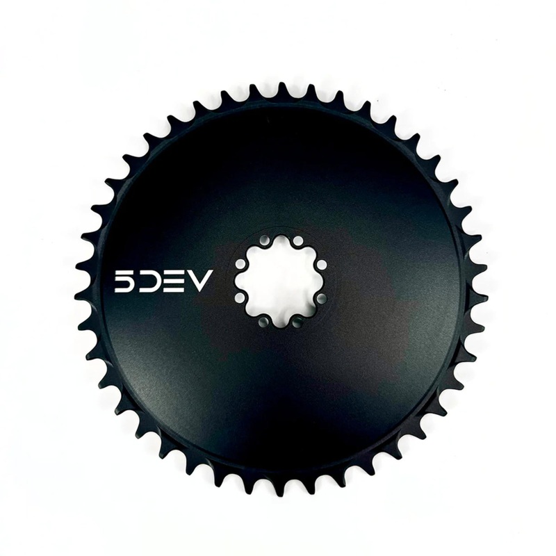5Dev Aero Road Gravel Chainring Black 42T 8-Bolt SRAM