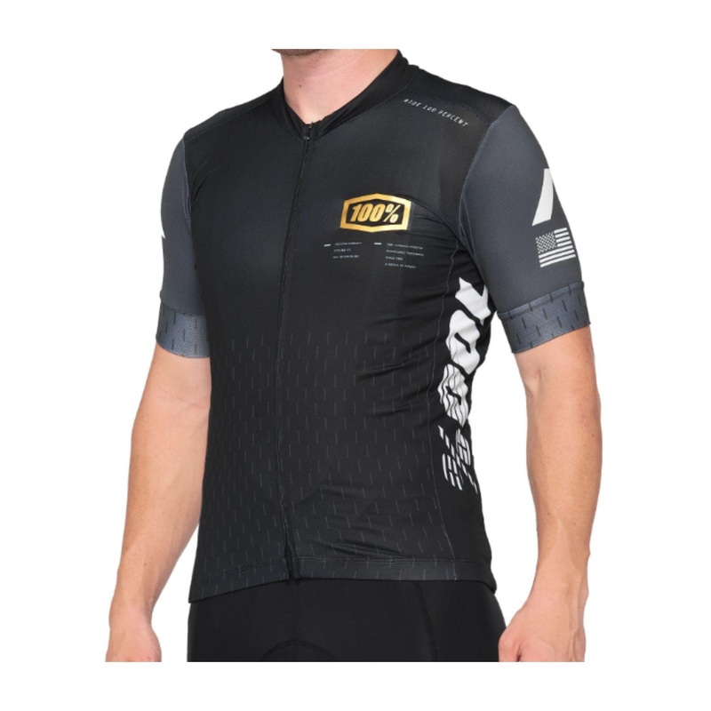 100% Exceeda Short Sleeve Jersey Black/Charcoal S