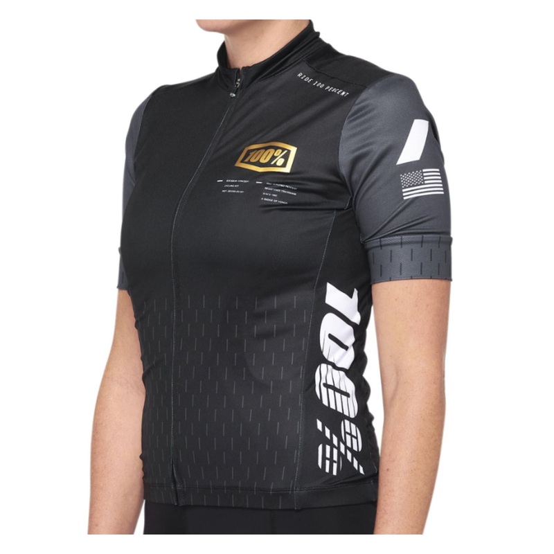 100% Exceeda Women's Short Sleeve Jersey Black/Charcoal S