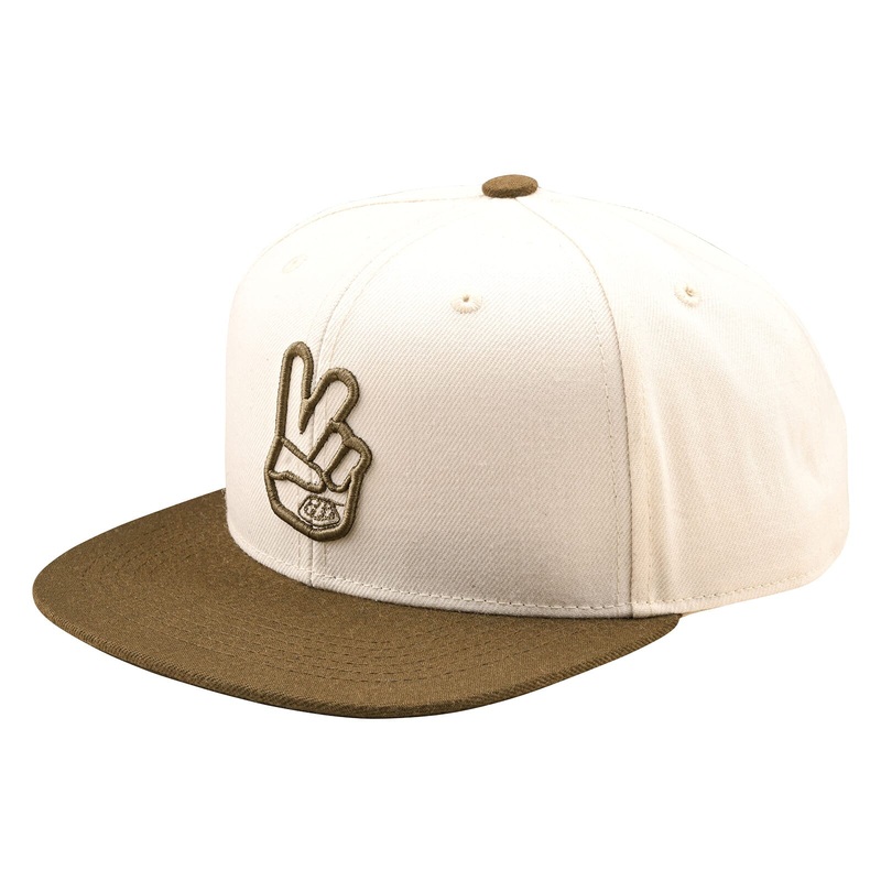 Troy Lee Designs Peace Flat Bill Snapback Cap Vintage White/Olive One Size