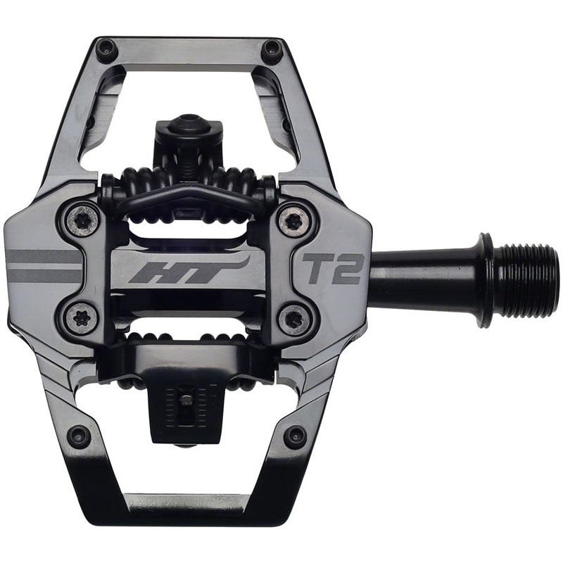 HT Components T2 Pedals - Dual Sided Clipless Platform Aluminum 9/16" Stealth BLK