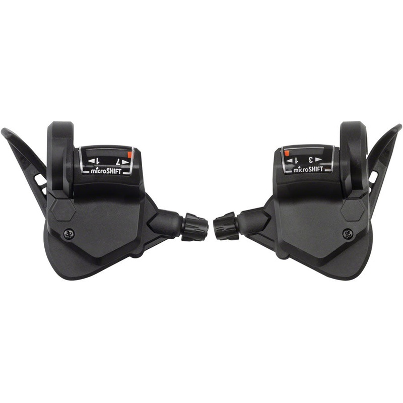 microSHIFT TS38 Thumb-Tap Shifter Set - 7 Speed Triple Optical Gear Indicator Shimano Compatible