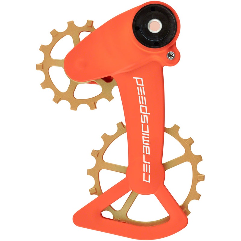 CeramicSpeed OSPW X  Pulley Wheel System SRAM Eagle AXS - Coated Races Alloy Pulley Carbon Cage Orange/Bronze Cerakote