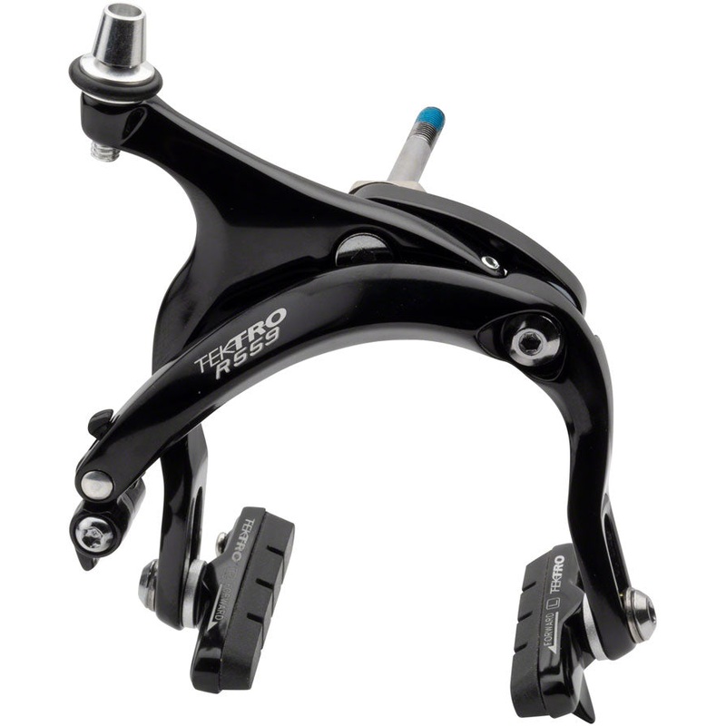 Tektro R559 Road Caliper Brake - Front Dual Pivot Nutted Mounting Bolts High Polish BLK