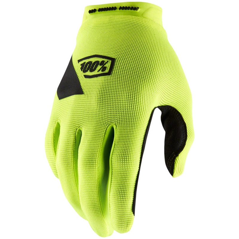 100% Ridecamp Gloves - Flourescent Yellow/Black Full Finger Womens Small