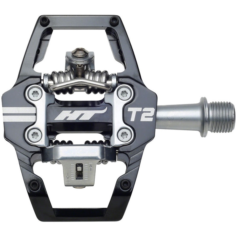 HT Components T2 Pedals - Dual Sided Clipless Platform Aluminum 9/16" BLK