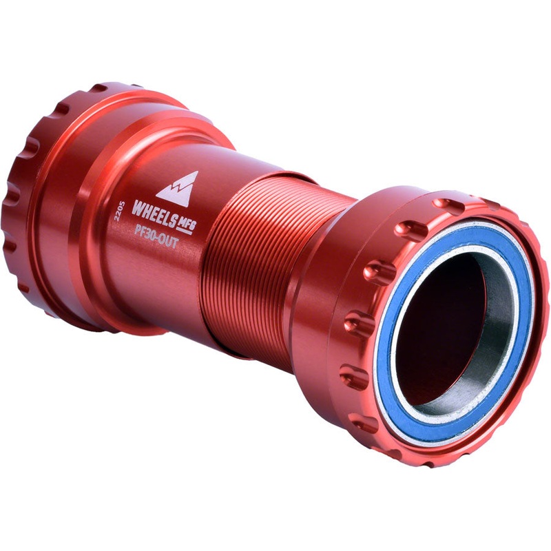 Wheels Manufacturing PF30 Outboard Bottom Bracket - For 30mm Spindle ABEC-3 Bearings PressFit Thread Together Red