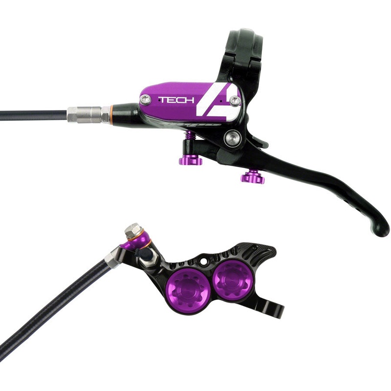 Hope Tech 4 V4 Disc Brake and Lever Set - Front Hydraulic Post Mount Purple