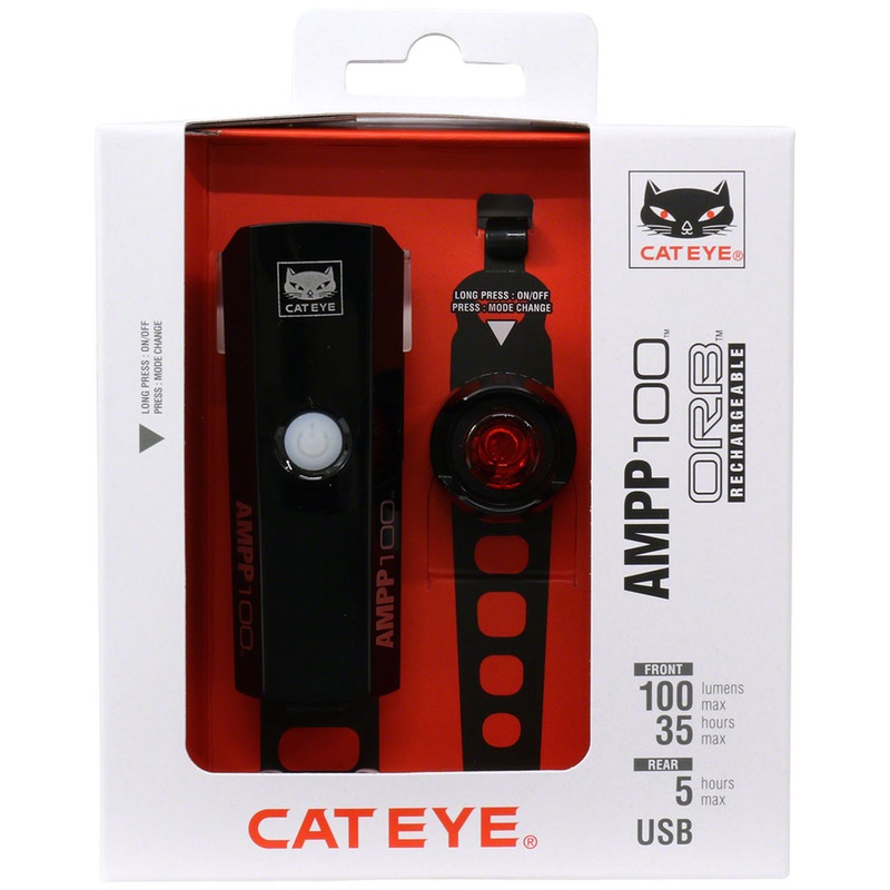 CatEye AMPP100 ORB Headlight/Taillight Set - Rechargeable Black