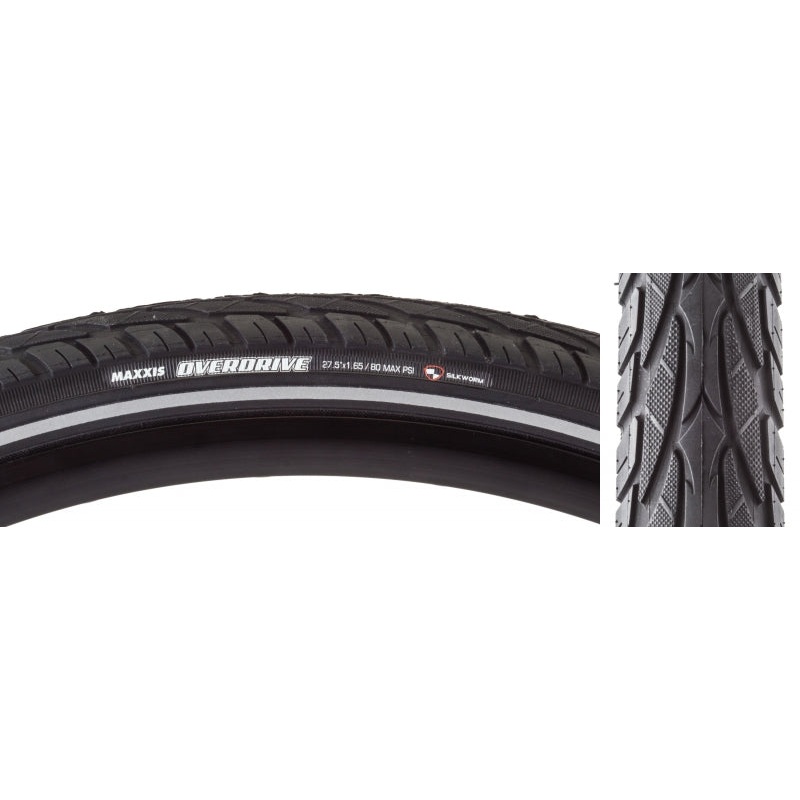 Maxxis Overdrive Tire - 27.5 x 1.65 Clincher Wire BLK/Reflective Single Silk Worm
