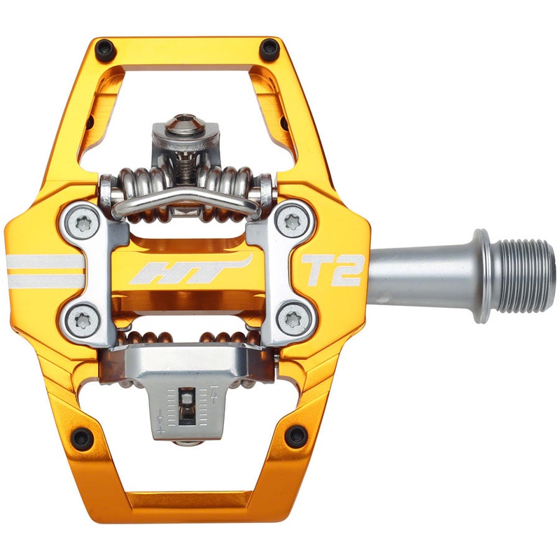 HT Components T2 Pedals - Dual Sided Clipless Platform Aluminum 9/16" Orange
