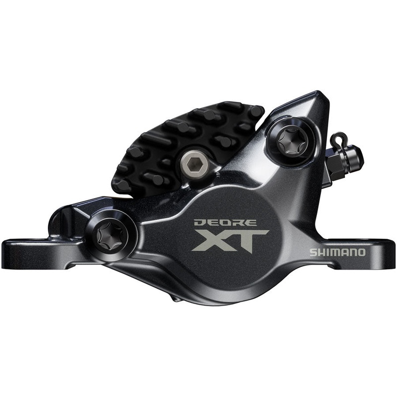 Shimano Deore XT BR-M8200 XC Disc Brake Caliper - Front Rear Post Mount 2-Piston Includes J04C-MF Finned Metal Pads BLK