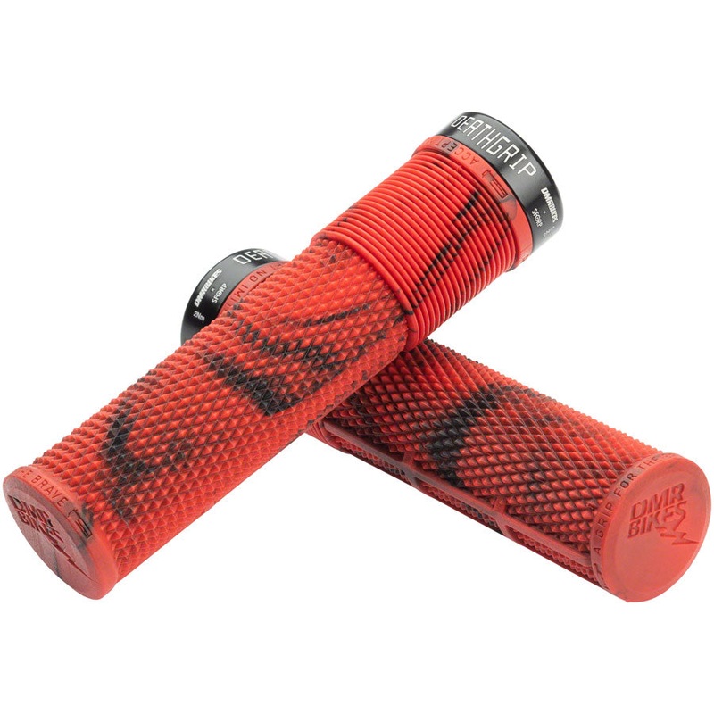 DMR DeathGrip Flangeless Grips - Thin Lock-On Marble Red