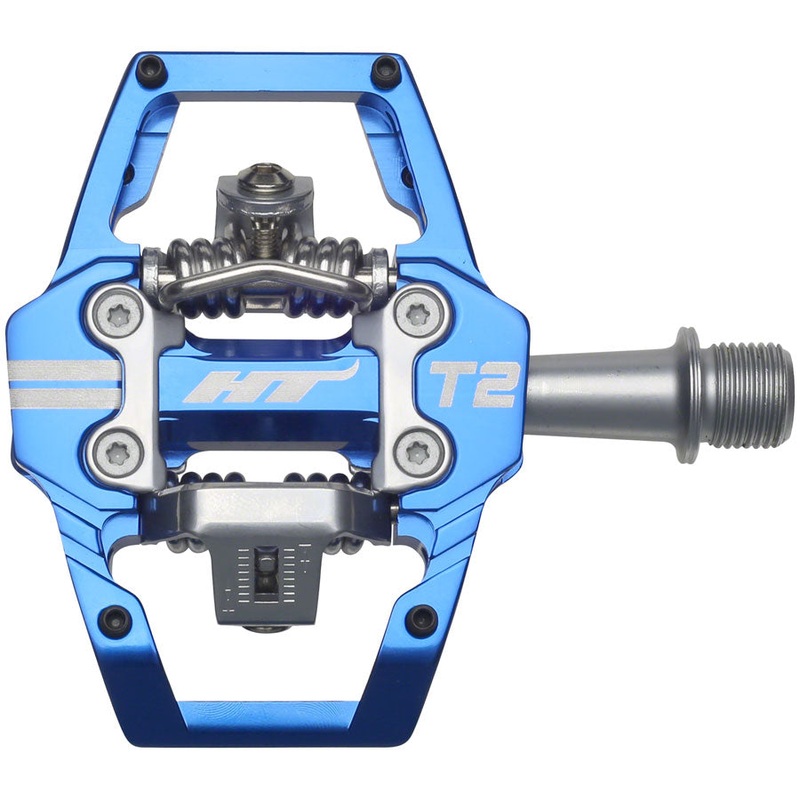 HT Components T2 Pedals - Dual Sided Clipless Platform Aluminum 9/16" Royal Blue