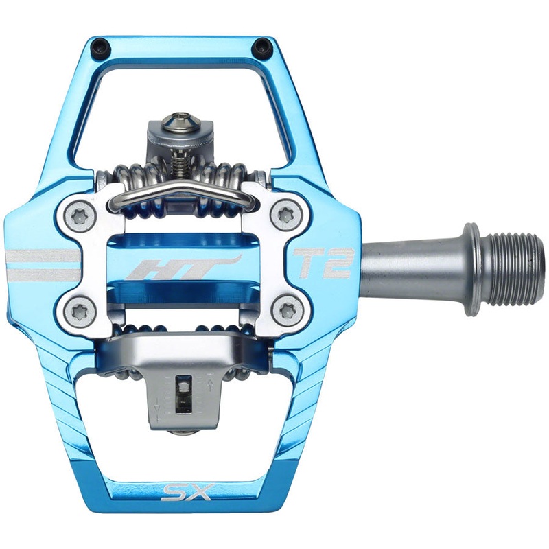 HT Components T2-SX Pedals - Dual Sided Clipless Platform Aluminum 9/16" Marine Blue