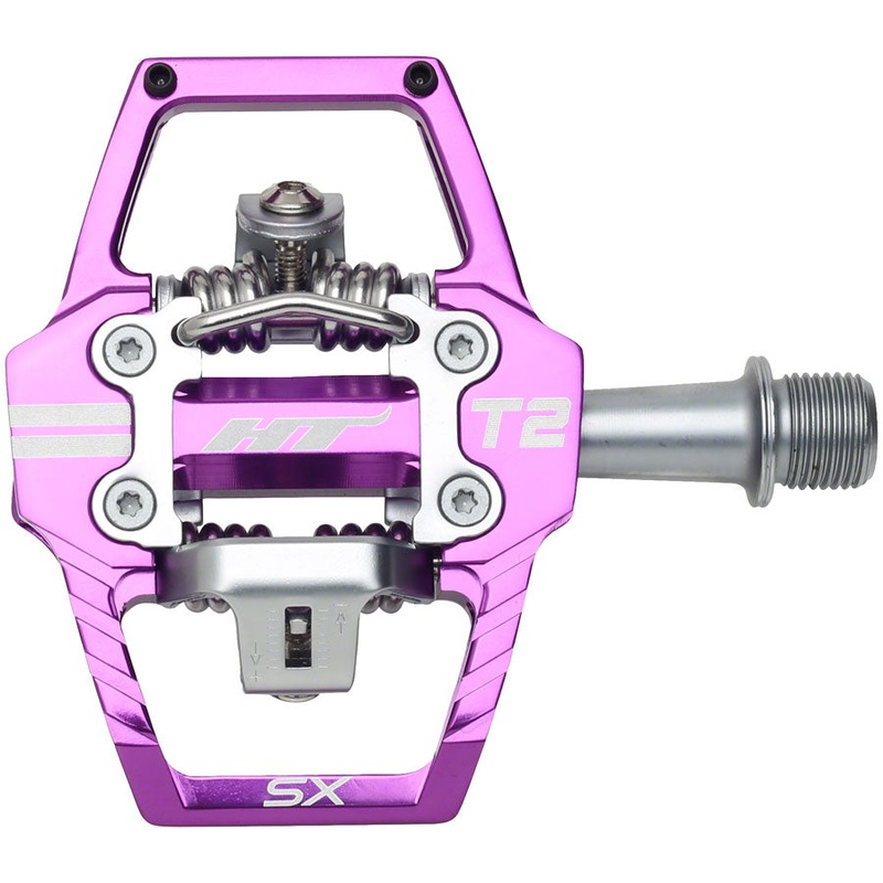 HT Components T2-SX Pedals - Dual Sided Clipless Platform Aluminum 9/16" Purple