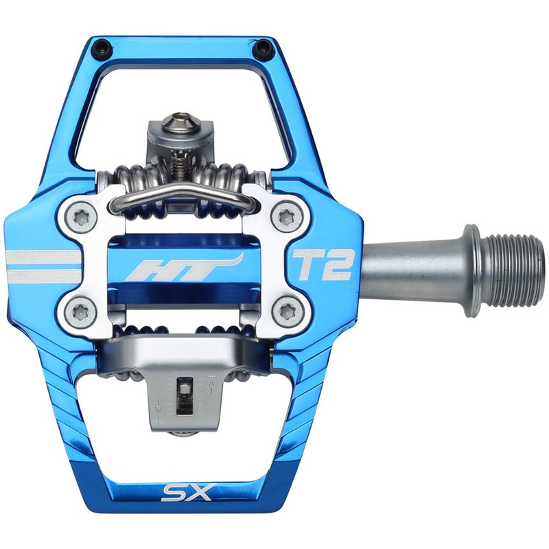 HT Components T2-SX Pedals - Dual Sided Clipless Platform Aluminum 9/16" Royal Blue