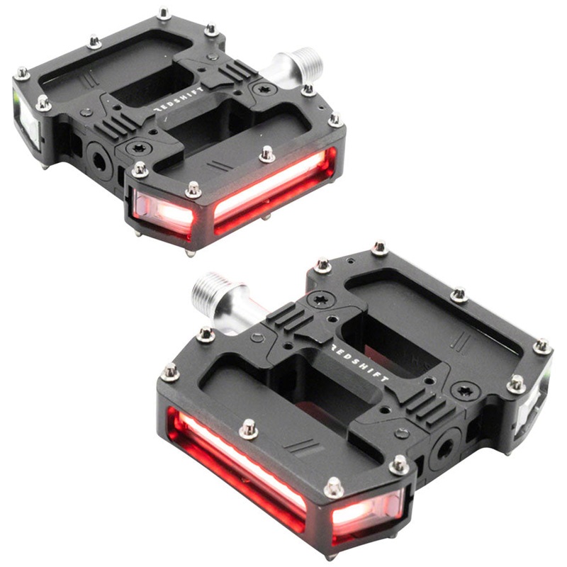 Redshift Sports Arclight Pro Flat Pedals - Aluminum 9/16" Black w/Lights