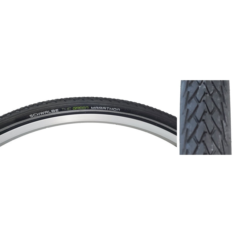 Schwalbe Green Marathon Tire - 700 x 32 Clincher Wire BLK/Reflective Performance Line GreenGuard TwinSkin Addix