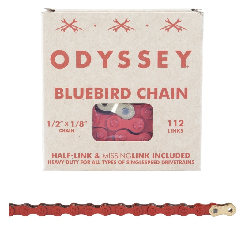 Odyssey Bluebird Chain - Single Speed 1/2" x 1/8" 112 Links Red