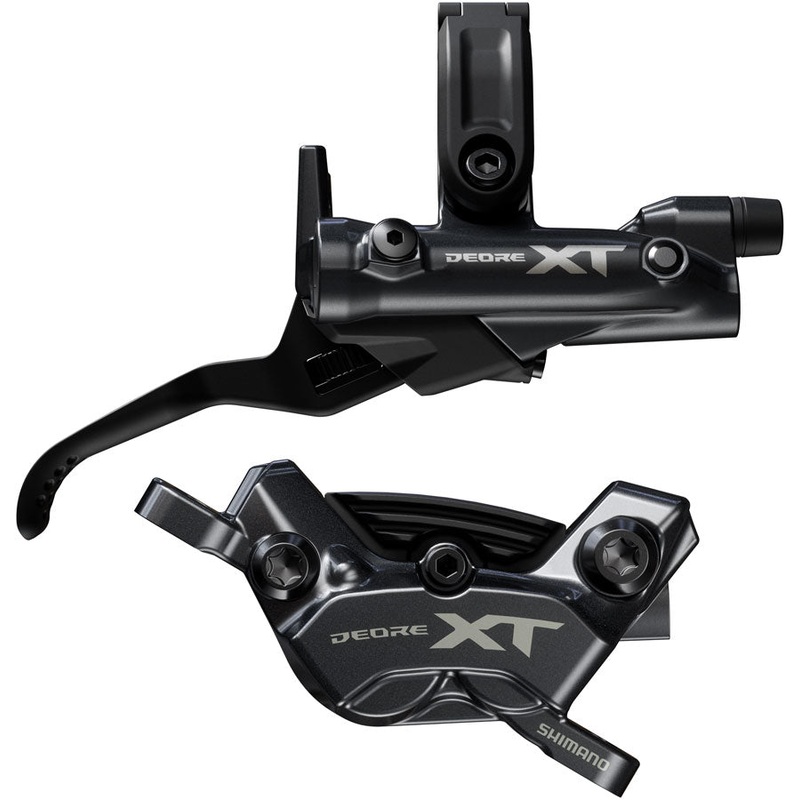 Shimano Deore XT BR-M8220 Disc Brake BL-M8200 Lever - Right/Rear Post Mount 4-Piston Caliper SM-BH90-SBM Hose Fin Metal Pads BLK