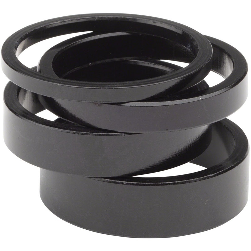 Wheels Manufacturing Aluminum Headset Spacer - 1-1/8" Assorted 4pcs Black