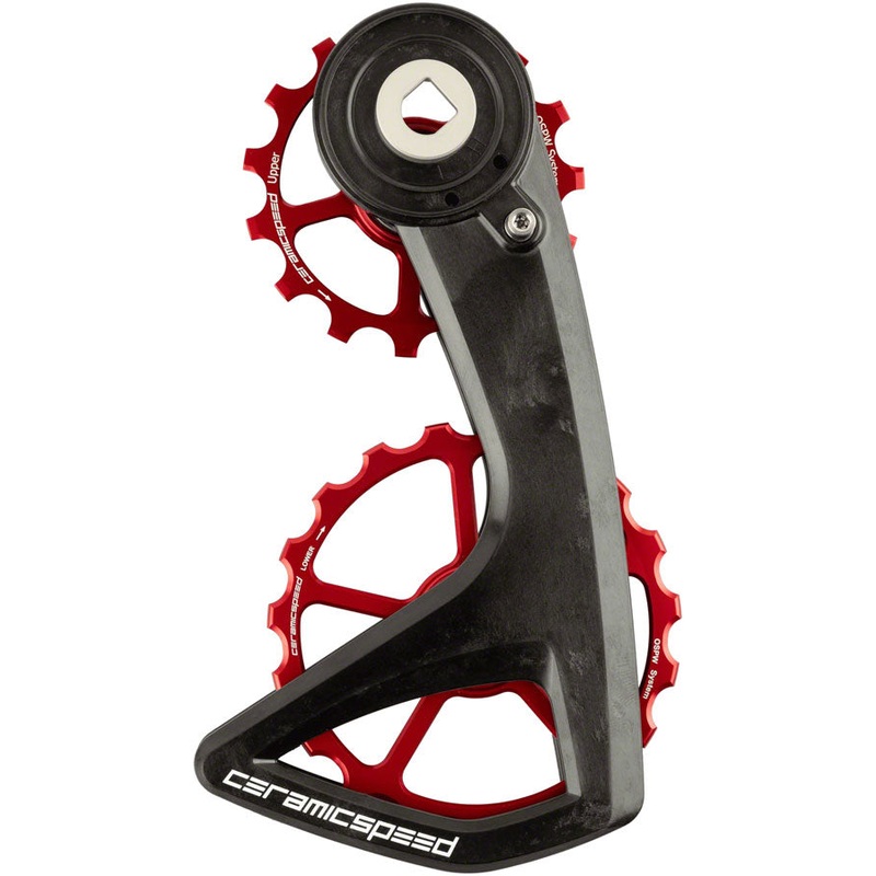 CeramicSpeed OSPW RS Pulley Wheel System SRAM Red/Force AXS - Aluminum Pulley 5 Spoke Carbon Cage Red