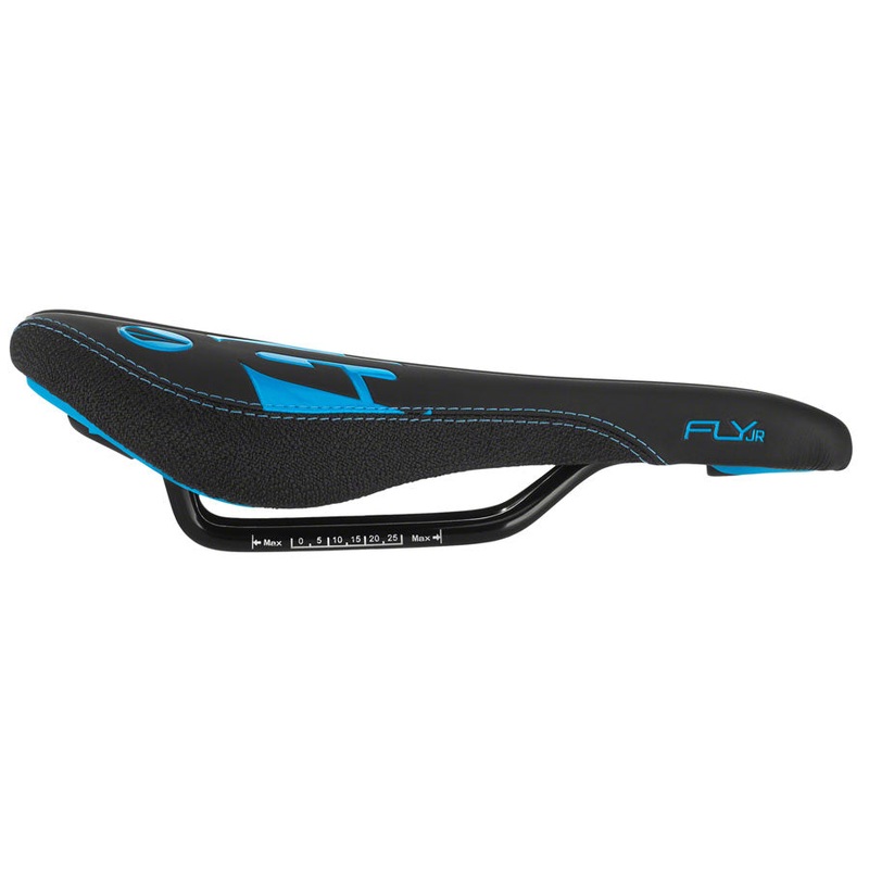 SDG Fly Jr Saddle Steel Rails - Blk/Cyan