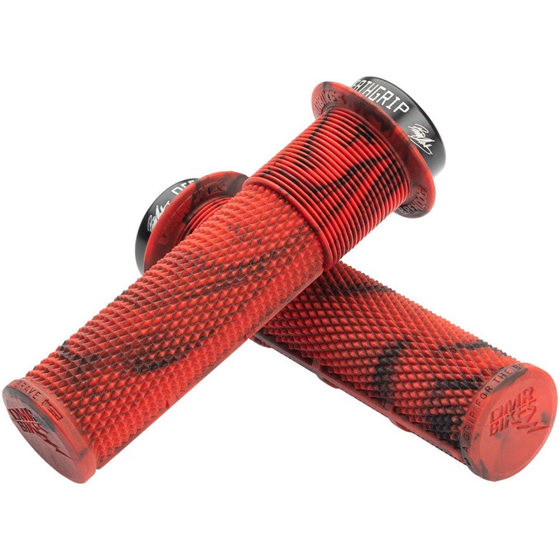 DMR DeathGrip Flanged Grips - Thin Lock-On Marble Red