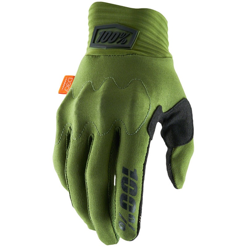 100% Cognito Gloves - Army Green/Black Full Finger Mens Small